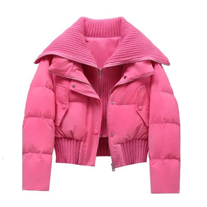 YIBASHU Autumn Winter Women Fake Two Pieces Padded Jacket Turn-down Collar Crop Down Jacket Korean Thick Parkas Outwears DesigneT251201