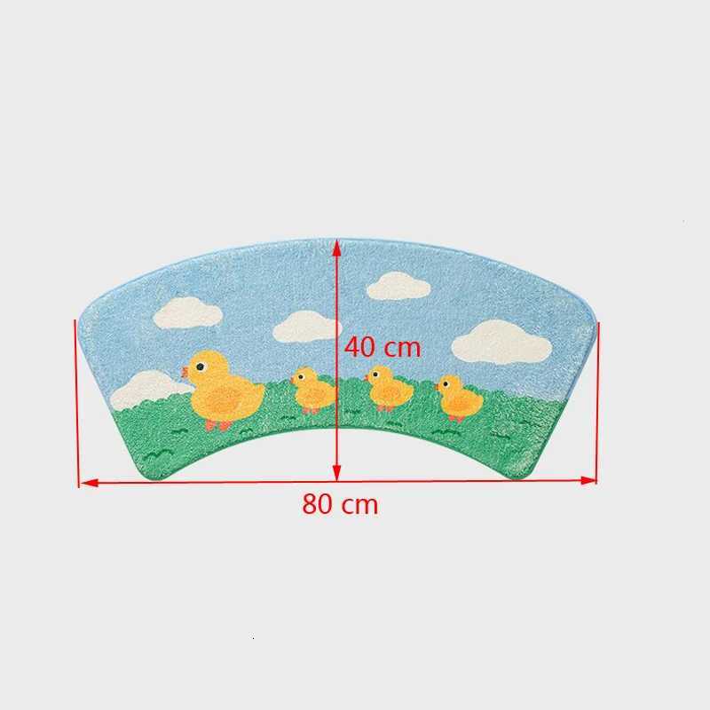 Shower Ro Semi-circar Arc Plush Floor Mat Cartoon Pattern Bathro Non-slip Mat Toilet Fan-shaped Water-absorbent Foot Pad H251129