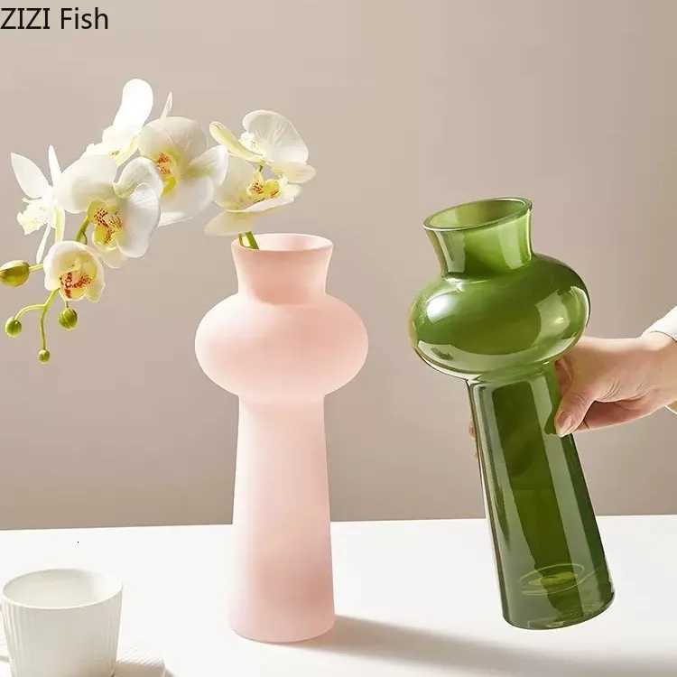 Green Vase Flowers Pots Hydroponic Flower Vessels Desk Decoration Flower Arrangement Floral Vases Ro Aesthetic Decor Y251201
