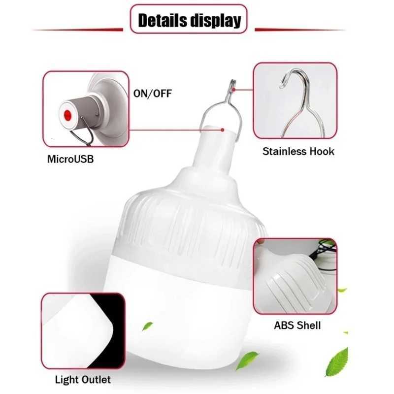 180W Portable Tent Lamp Battery Lantern BBQ Camping Light Outdoor Bulb USB LED Emergency Lights for Patio Porch Garden M251201