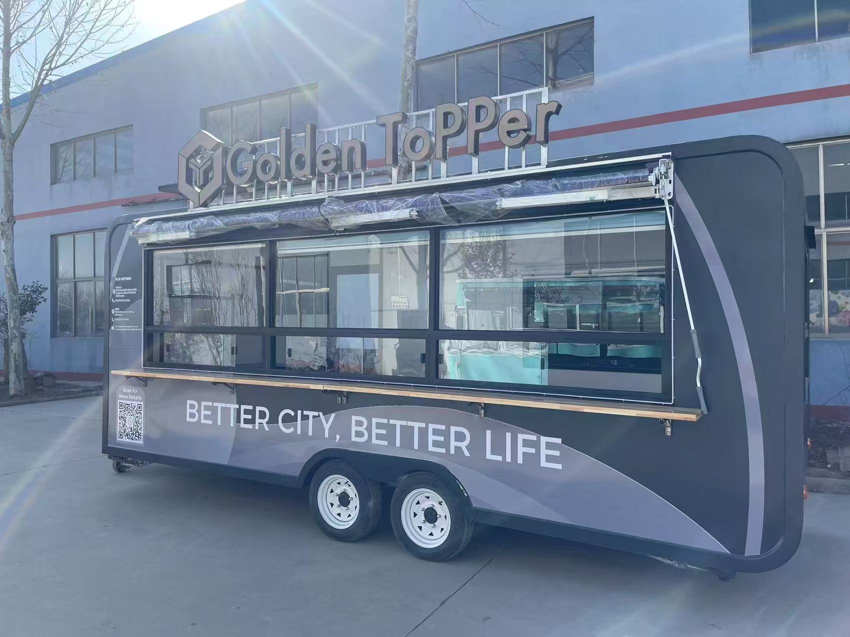 Compact Mobile Food Trailer for Outdoor Events, with Service Counter & Storage