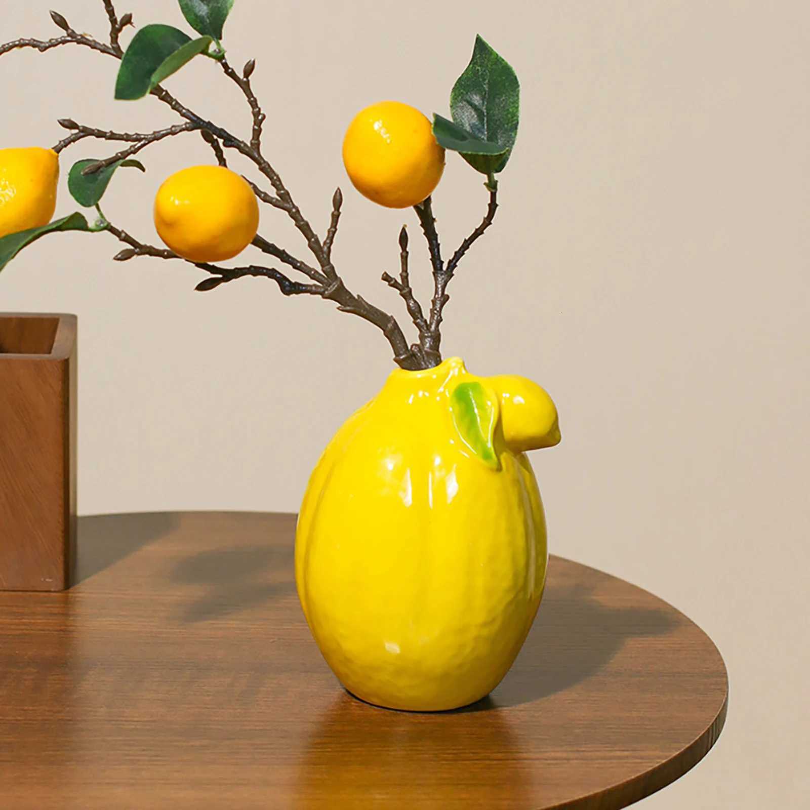 Lemon Ceramic Vase Nordic Ins Feng Shui Ctivation Flower Vase He Fresh Desktop Decoration Crafts He DIY Decor Y251201
