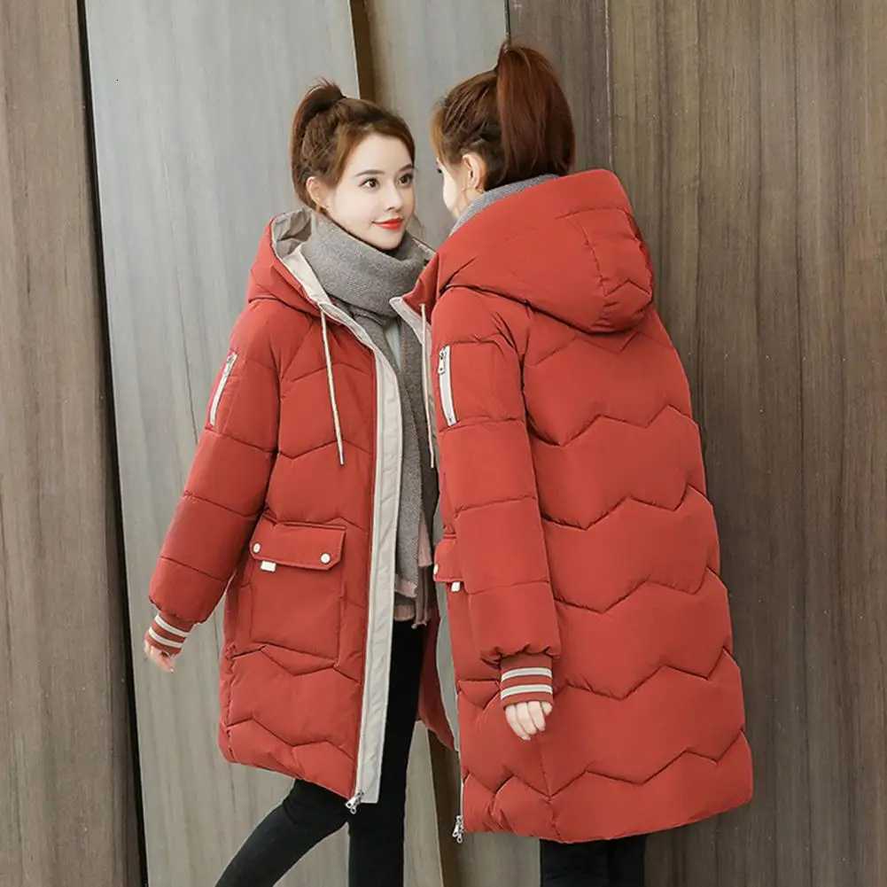 2024 New Women Long Down Cotton Jacket Korean Loose Cotton Coat Winter Thicken Warm Women Parkas Winter Female Hooded CoatT251201