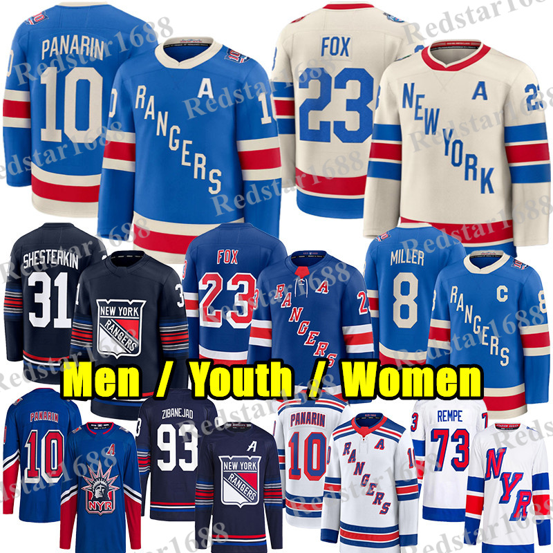 #10 Artemi Panarin NY Ranger hockey jersey #8 JT Miller Adam Fox Igor Shesterkin Mika Zibanejadd Vincent Trocheck Alexis Lafreniere Will Cuylle Matt Rempe