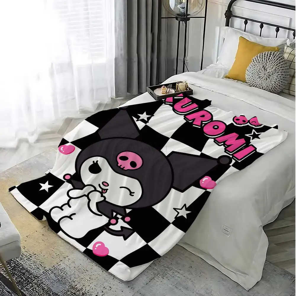 Sanrio Kawaii Kuromis Flannel Blanket for Sofas Luxury Blankets and Throws Fluffy Plaid Home Interior Sofa Throw Knee Soft Nap Bed H251201