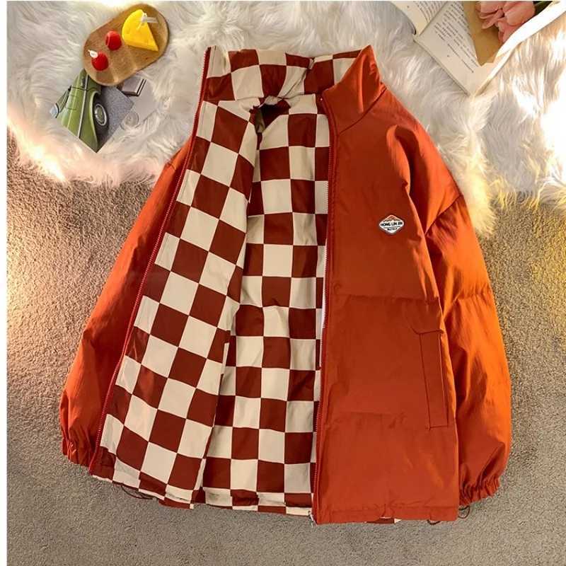Womens New Arrival Two-Way Wearable Checkered Oversized Winter Thicken Cozy Down CoatT251201