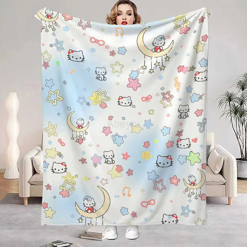Sanrio Kawaii Hellos Cat Fluffy Soft Blankets for Bed Home Blanket Custom Bedroom Decoration Bedspread the Sofa Throw Warm Winter Knee H251201