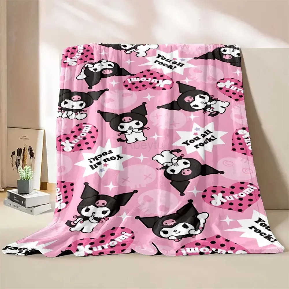 Sanrio 17 Styles Kuromi Throw Flannel Fluffy Blanket Soft Quilt Thicken Plush Blanket Cartoon Sofa Blanket Child Adult Gift H251201