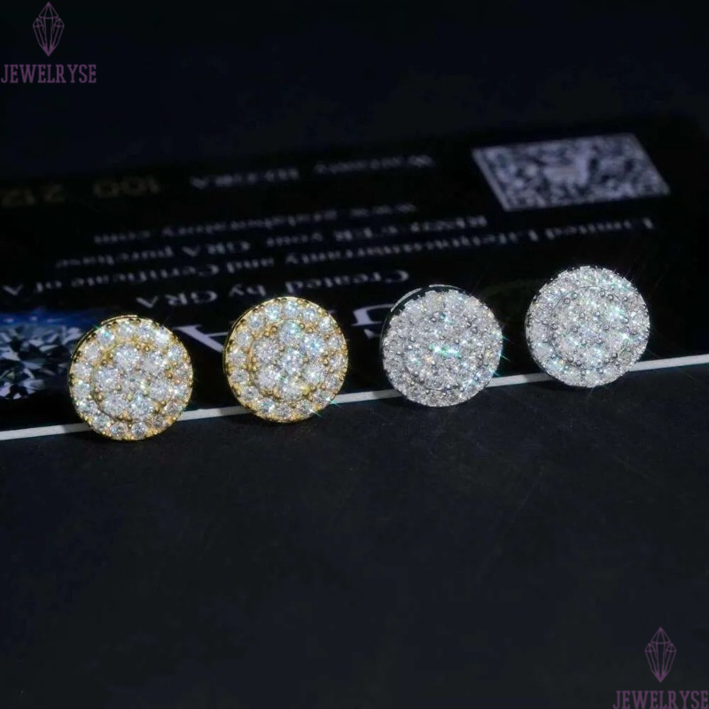 Round Shape Cluster Dia Studs Sterling Sier VVS Moissanite Earring Fashion Hip Hop 9.7mm Women Earrings