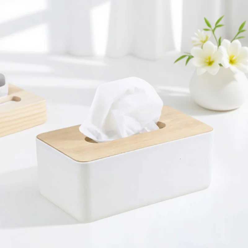 Natural Oak Box Wooden Tissue Holder For Kitchen Bathro Tissue Container Paper Box Cover Storage Organizer H251201
