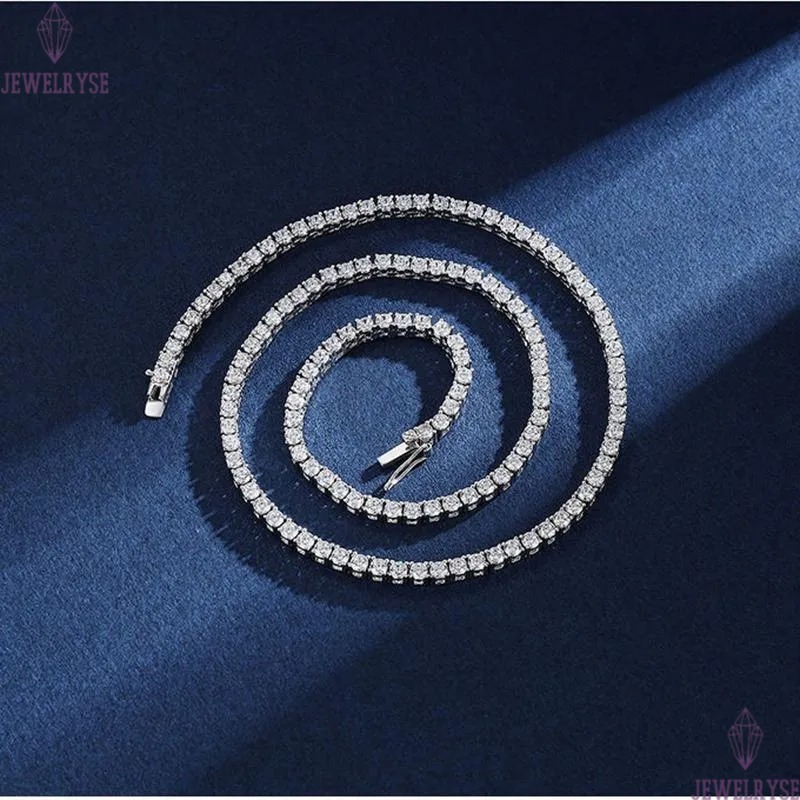 Pendant Necklaces Real 4mm With GRA Sterg Sier Moissanite Tennis Necklace Women Men Chain Fine Jewelry NecklacePendant