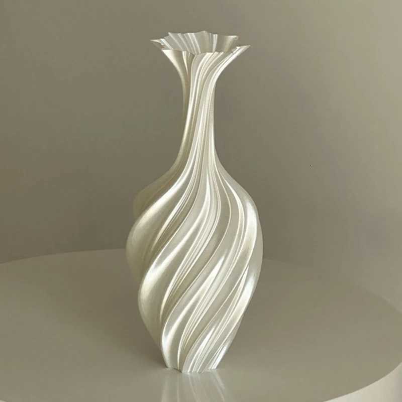 3D Printed Abstract Twist Vase 25cm Modern Nordic He Decor Artistic Flower Arrangement Centerpiece Scptural Decor he Y251201