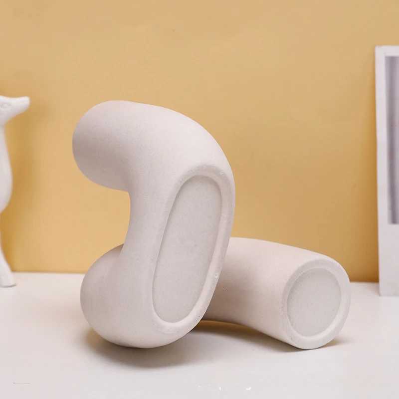 Ceramic Vase Curved Pipe Flower Arrangement Geetry Flower Vase Abstract Craft Ornaments Flowerpot He Decoration Accessories Y251201