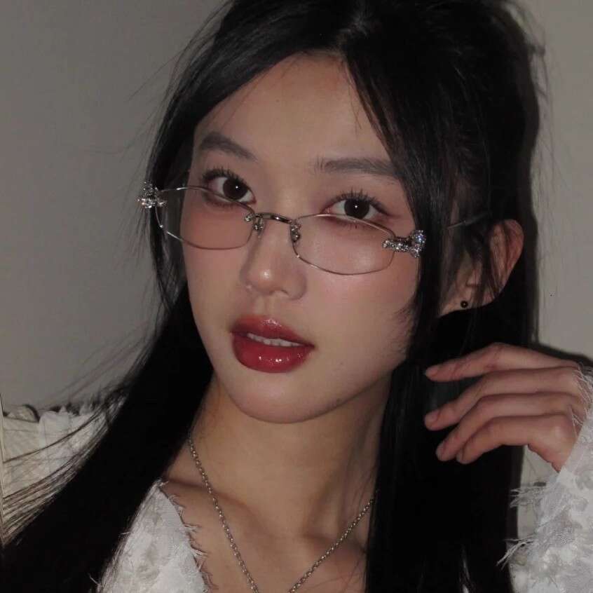 Jennie Same Fashion Diamond-Studded Rimless Personality Polygonal Street Glasses Trendy Hot Girl Style Sunglasses