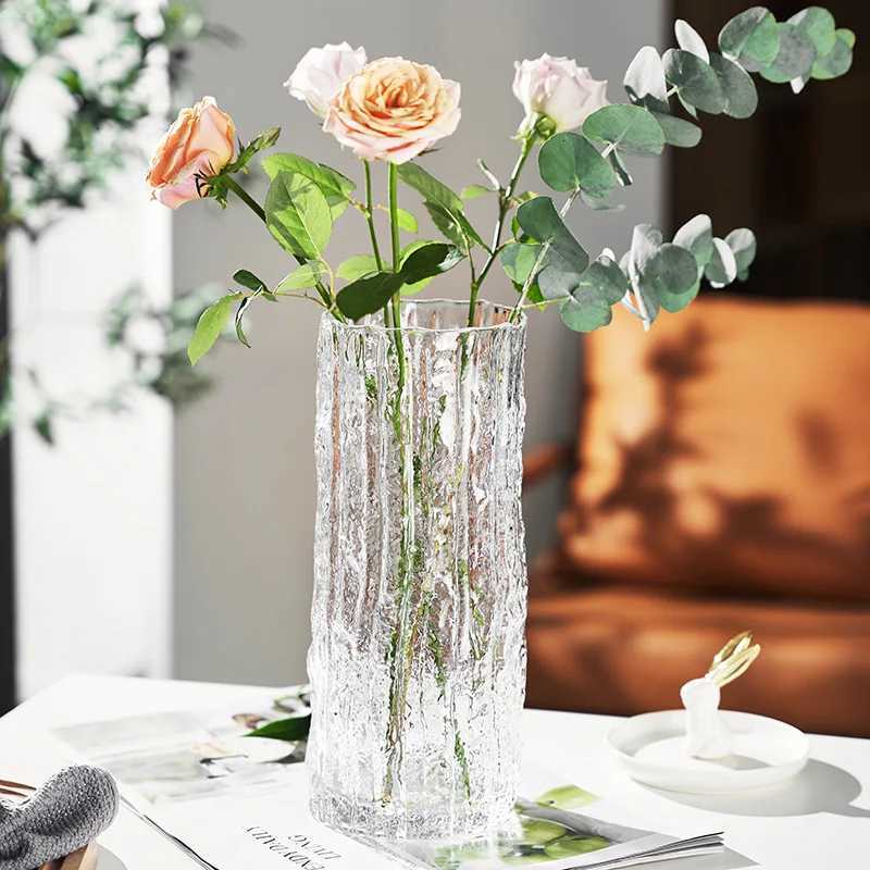 Vase Irregar Texture Clear Bottle Flower Arrangement Hydroponic Accessories Terrarium Living Ro Decoration Y251201