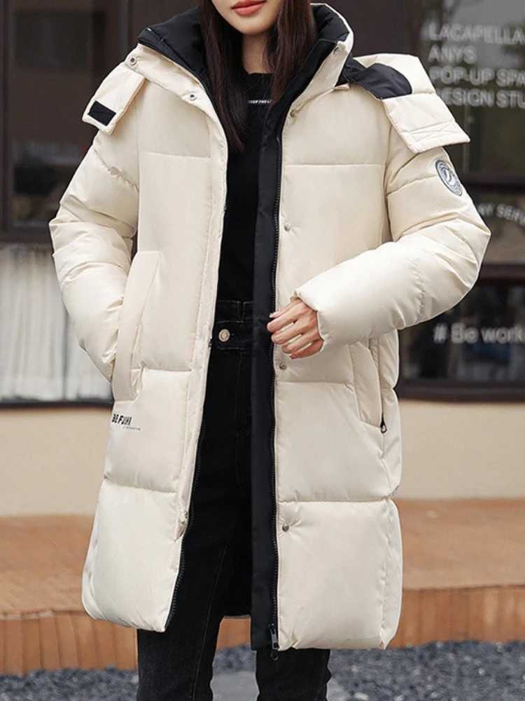 New in WomenS Winter Down Cotton Jacket Warm Thicken Cotton Padded Jacket Korean Loose Plus Size Parkas Outwear Long CoatT251201