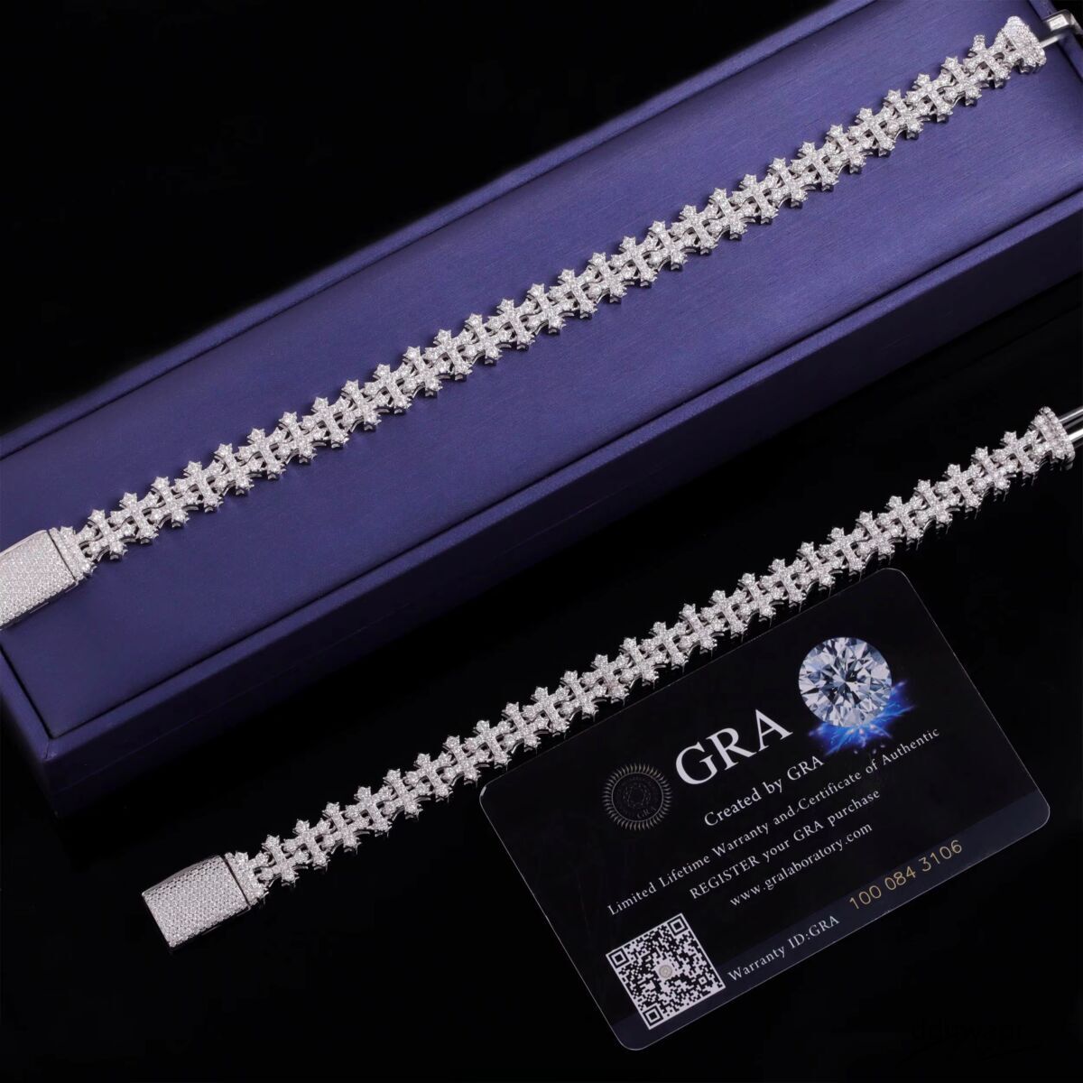 New Design Sterling Sier Gold Plated Link Ddmyaug Bracelets Iced Out Vvs Moissanite Full Dia Cross Chain Bracelet Ddmyaug