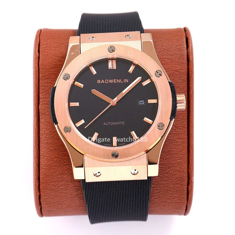 Classic Belt Men's Automatic Mechanical Watch Circular Sports Tape Stainless Steel Case Sapphire Glass watches for man de luxe wristwatch