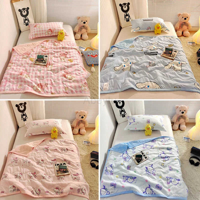 Sanrio Kuromi Childrens Summer Quilt Thin Wadding Blanket Hello Kitty melody Soft Breathable Blanket air condition quilt H251201
