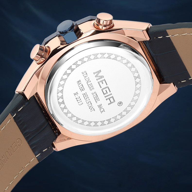 MEGIR Designer Trendy Brand Men's Watch Versatile Waterproof Business Quartz Watch 2213 Steel Rim Luxury Hot Selling Wristwatch Festival Gift Fre