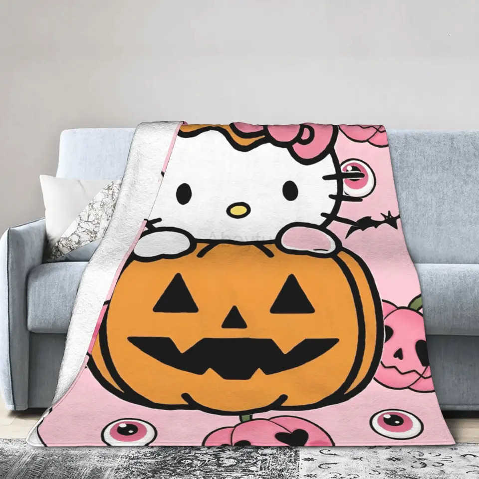 Sanrio Hello Kitty Halloween Blanket Quality Warm Soft Throw Blanket Winter Girls Boys Couch Chair Sofa Bed Street Trend Bedspread H251201