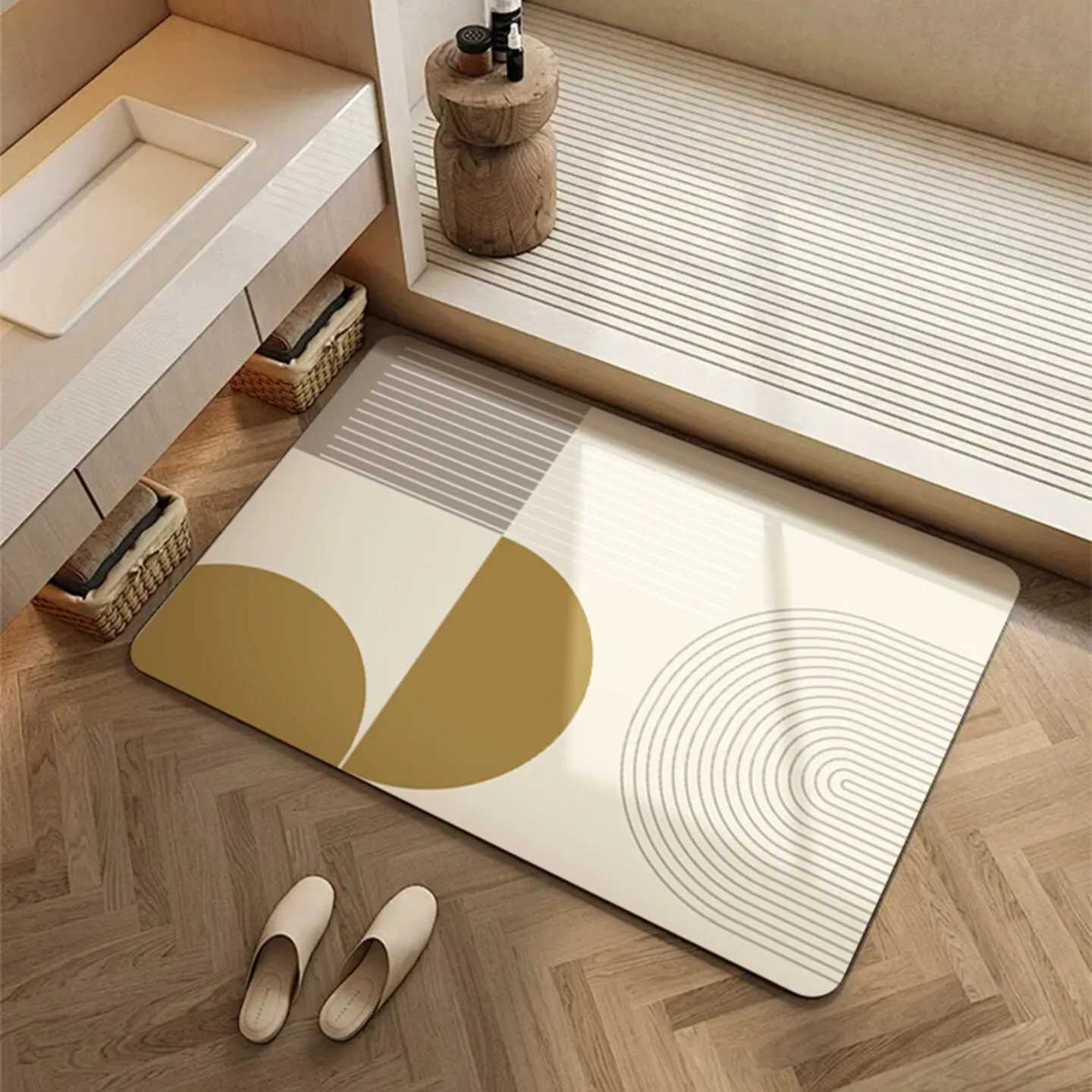 Geetric simple lines Light luxury Diat d floor mat Bathro toilet door water absorption non-slip Quick drying door mat H251129