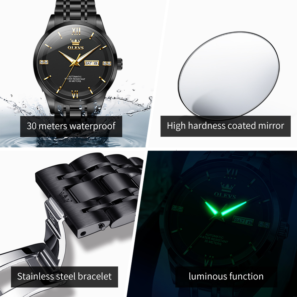 OLEVS Designer Digital Luxury Diving Mechanical Watches Automatic Mechanical Men's Watches Luminous Double Calendar Men's Watches Free Shipp