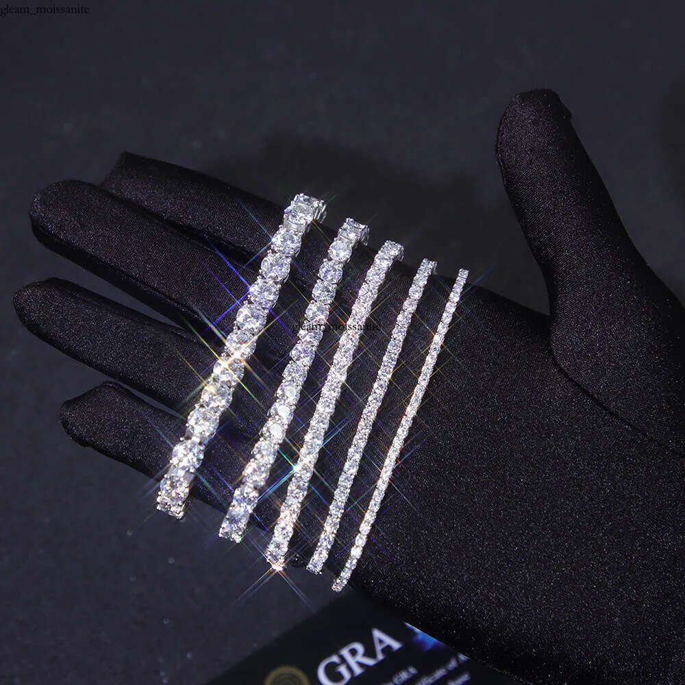 Fashion Diamond 5mm 6.5mm Sier Gold Plated Fine Jewelry Bracelet VVS Moissanite Tennis Chain for Men Women Gift 35
