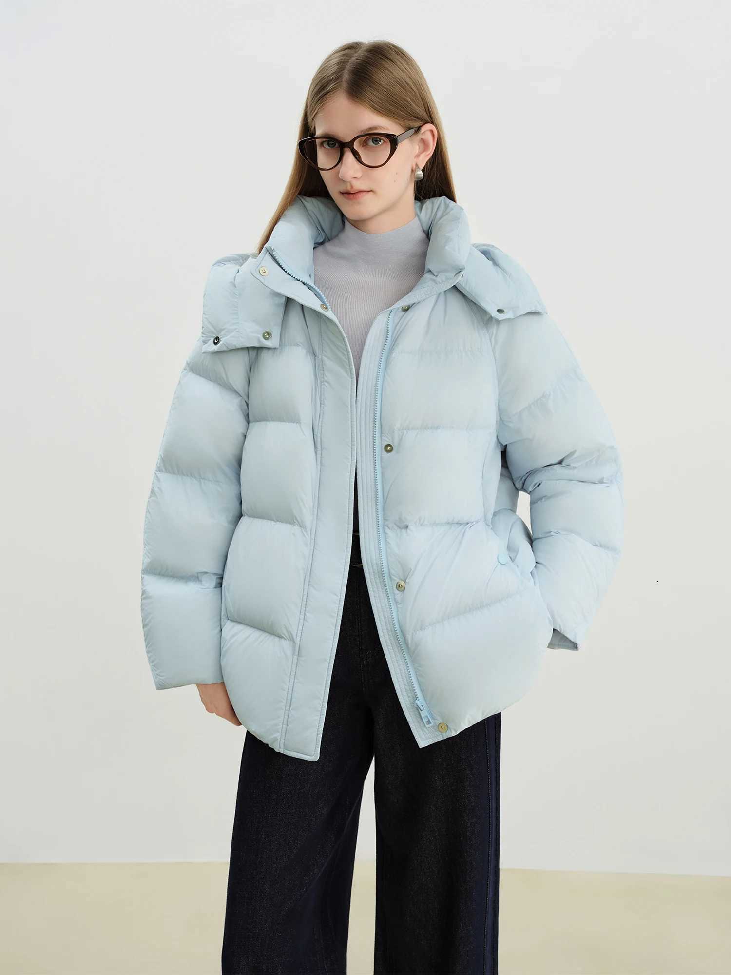 ZIQIAO CraftWool LightWarm Removable Hood Quilted Down Jacket for Petite Women Winter 2025 New Arrival Thick Quilted ParkaT251201