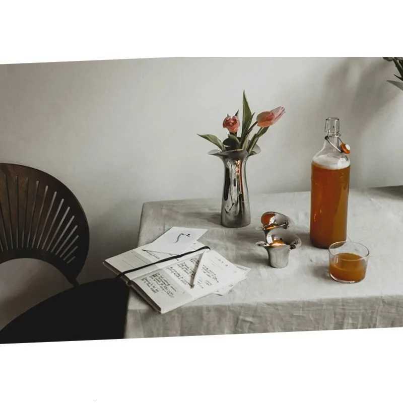 Nordic Luxury Ceramic Vase Silver Plated Modern Floral Arrangement Artistry for Living Ro Dining Table He Decor Y251201