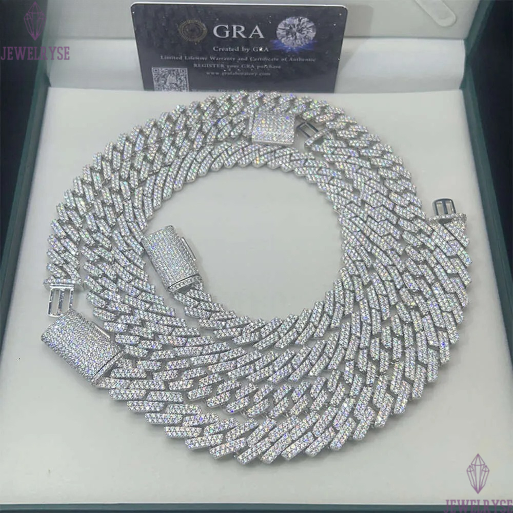 Mossanite 8mm 10mm 12mm Dropshipping Gold Plated Sier Hip Hop Iced Out Moissanite Cuban k Chain Jewelry