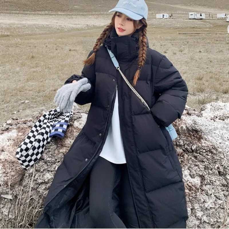 Mid drama down cotton jacket for women slim fit cotton jacket for women over the knee 2025 new thick cotton jacket forT251201
