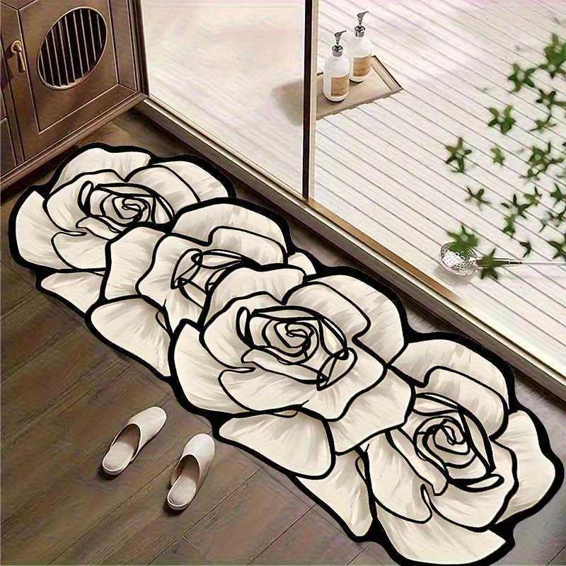 VIKAMA Art Rose Rectangar Rug Entryway Bathro Non Slip Absorbent Decorative Floor Mats Modern Simple He Decoration luxury designer H251129