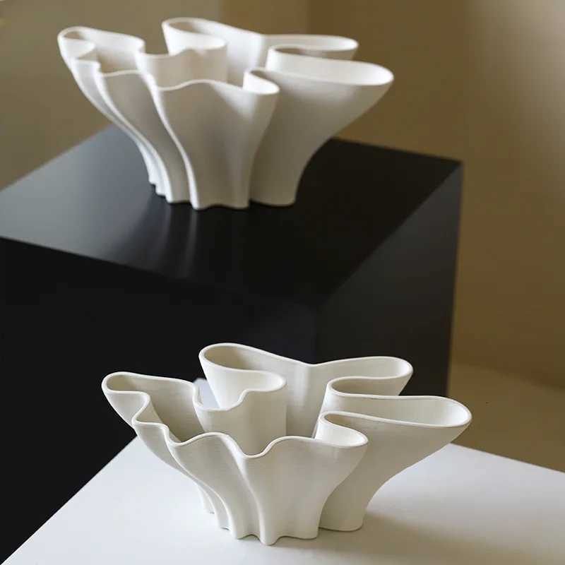 Ceramic Vase Geetric Flower Shape Irregar Flowerpot Abstract Handicrafts Arrangement Accessories He Decoration Y251201