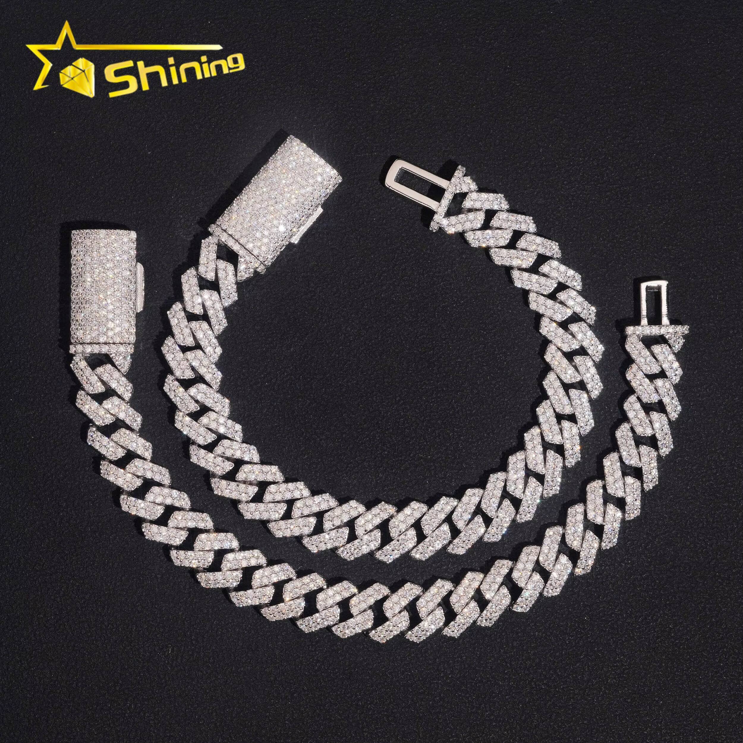 925 Sterling Silver Iced Out VVS Lab Grown Diamond Cuban Link Bracelet 8MM