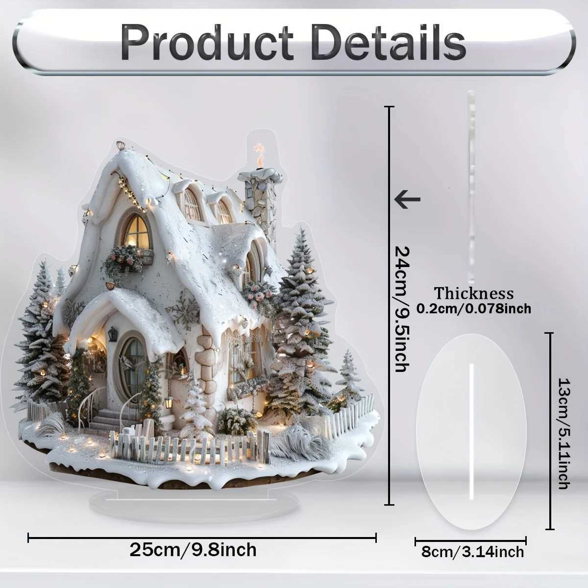 Christmas 2D Acrylic Castle Snow House Wooden Hanging Pendant Xmas Decoration For He Christmas Party New Year Gift Navidad H251129