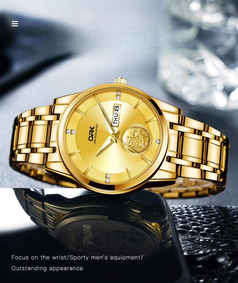OPK Free Shipping New Designer Watch Manufacturer Wholesale Dropshipping Cross-border Hot-selling Dual Calendar Quartz Watch Men's Watch