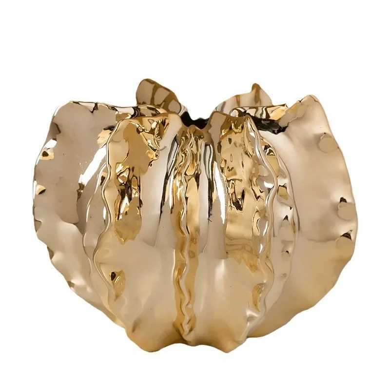 Plain Fired Ceramic Vase Petal Shape Geetric Irregarity Bud Flower Vase Ceramic Handicraft He Decoration Accessories Y251201