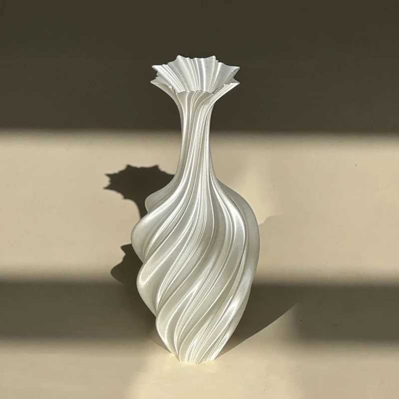 3D Printed Abstract Twist Vase 25cm Modern Nordic He Decor Artistic Flower Arrangement Centerpiece Scptural Decor he Y251201