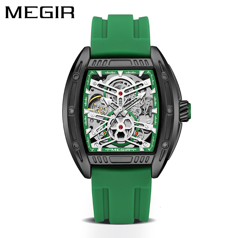 MEGIR Designer Men's Sports Mechanical Movement Watch Silicone Strap Hot-selling Luminous Waterproof Multi-function 8601 Luxury Wristwatch Free S