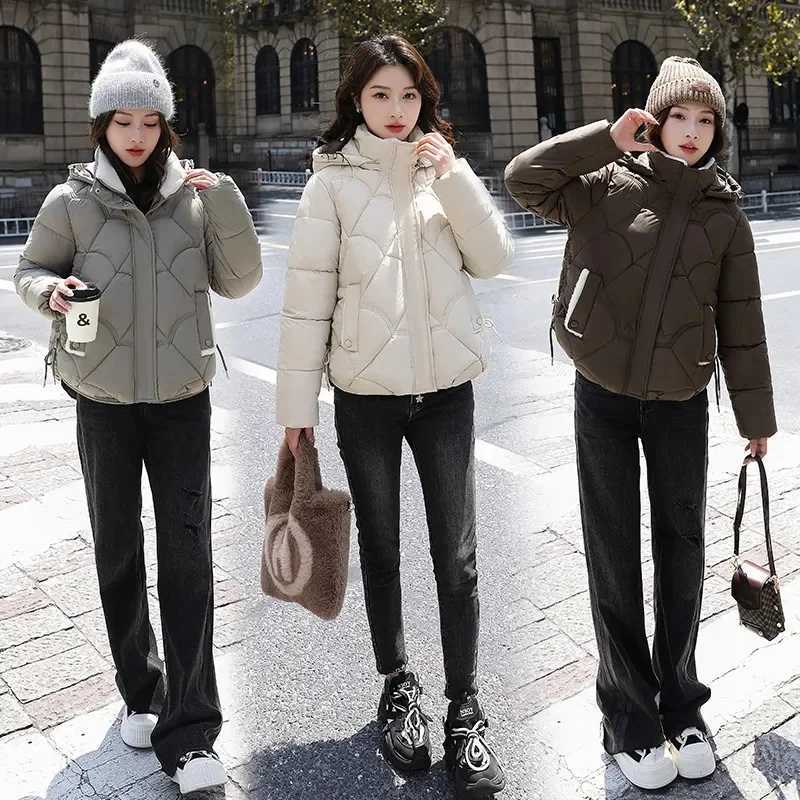 Loose Fit ort Puffer Jaet Womens Cotton down Jaet Thiened Bread Sle Coat Korean Version Large Size Stand CollarT251201
