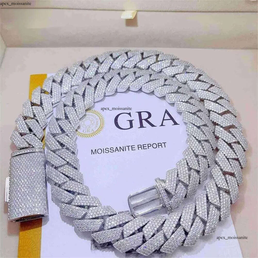 moissanite necklace designer jewelry cuban k chain Iced Out Pass Dia Tester Sterg Sier Necklace Vvs Moissanite chains for men necklaces20mm