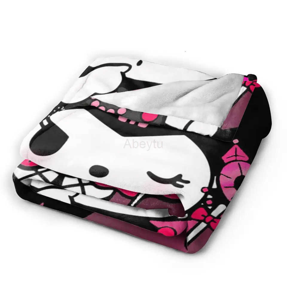 Sanrio Sanrios Kuromis Blankets Quality Warm Soft Purple Loves Throw Blanket Winter Kids Home Decor Pattern Bedspread H251201