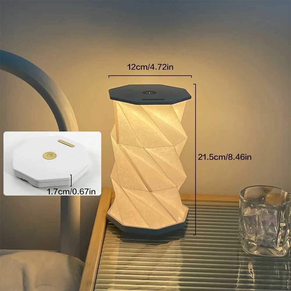 Outdoor Portable Folding Table Lamp Dimmable Paper Lantern for Camping Traveling Tent Night Light Emergency Home Bedroom Decor M251201