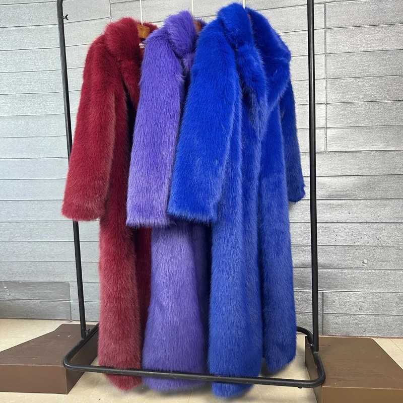 Maxi Women Faux Fur Coat White Jacket Autumn Winter Large Coats Overcoat Work Loose Long Thick Coat Warm Jackets Elegant CoatsT251201