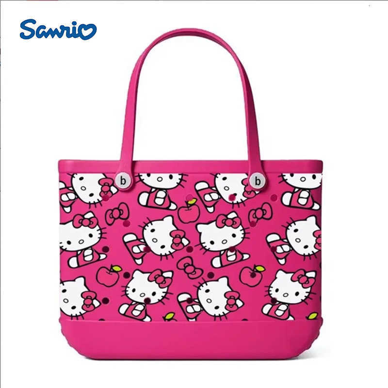 Sanrio Extra Large Boggs Beach Bag Hello Kitty Summer EVA Beach Basket Women Picnic Tote Bag Holes Waterproof Handbag Shoulder Bag H251201