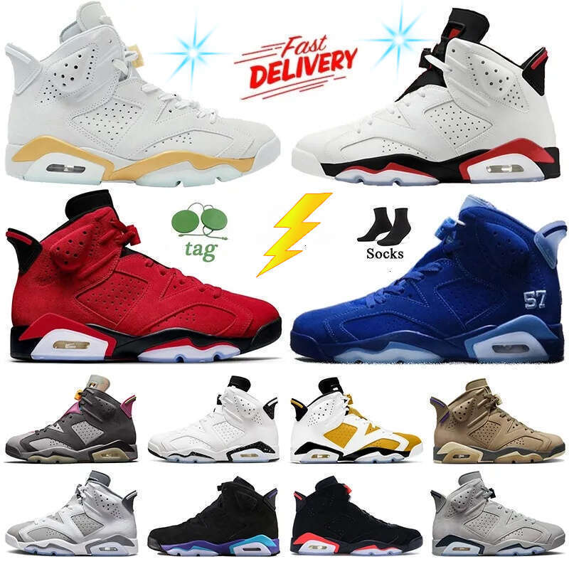 with box Designer mens 6s man basketball shoes 6 designer og fire red black cat oreo brown kelp unc blue aqua tinker cool grey men outdoor sneakers