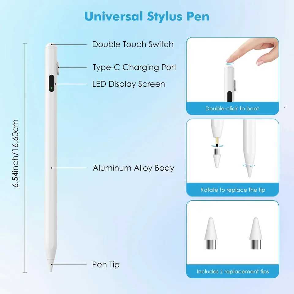 For Pencil Palm Rejection Power Display iPad Pencil Pen For iPad 2022 2021 2020 2019 2018 Pro Air Mini Specific Stylus C251201