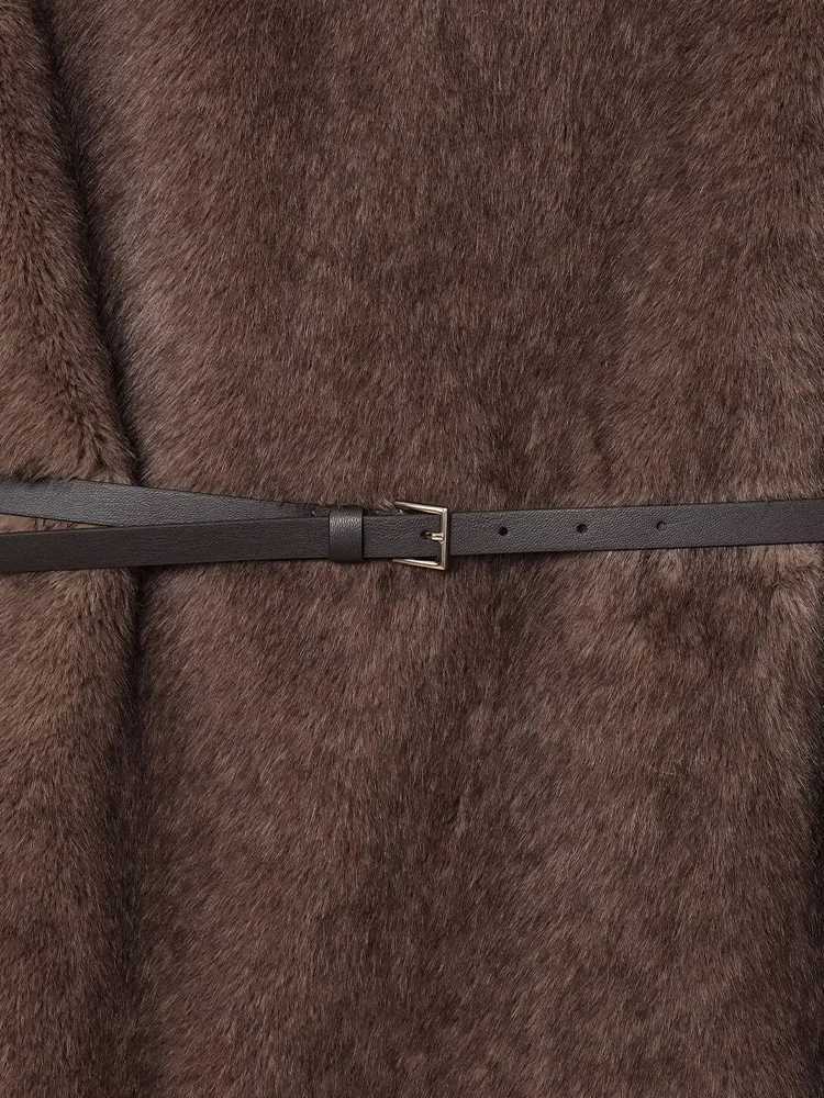 European and American style autumn new womens casual temperament simple artificial fur effect sleeveless with belt jacketT251201