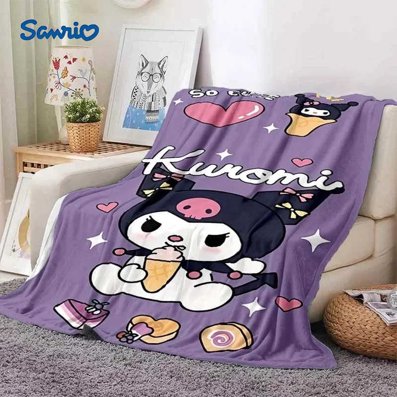 Sanrio Kuromi Printed Blanket Children Adult Blanket Soft and Warm Bedding for Bed Sofa Outdoor Travel Cover Blanket H251201